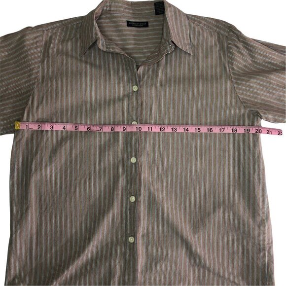 𝅺american Eagle Men's Long Sleeve Button Down Shirt Red, Green Blue Stripe M - Picture 8 of 10